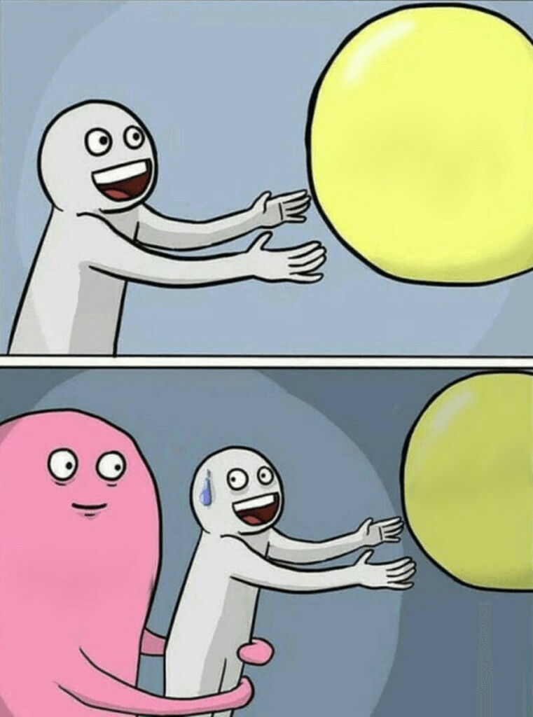 Running away balloon meme